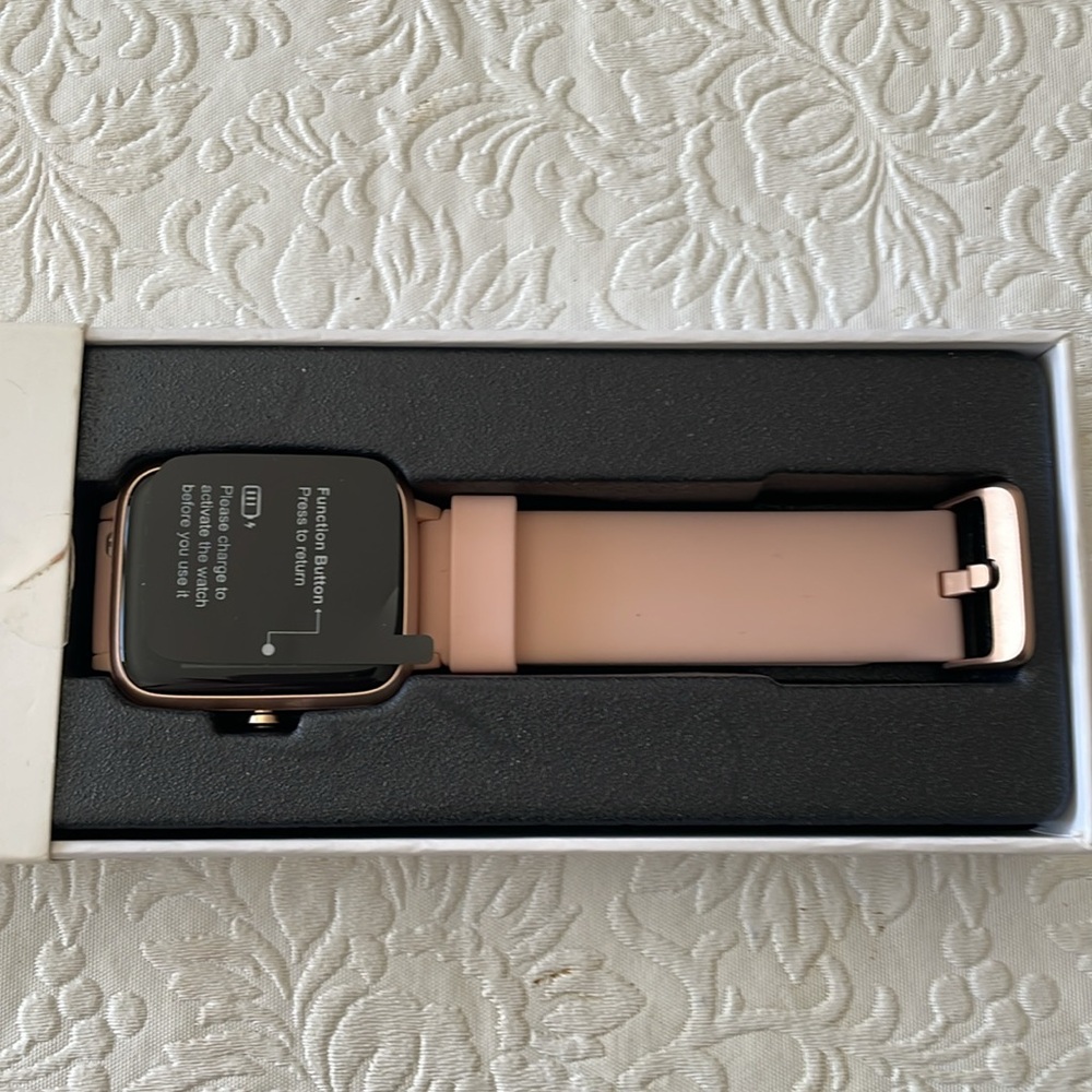 Smart Watch fit polo, pink with rose gold hardware